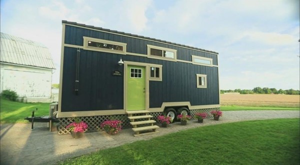 green and grey tiny house