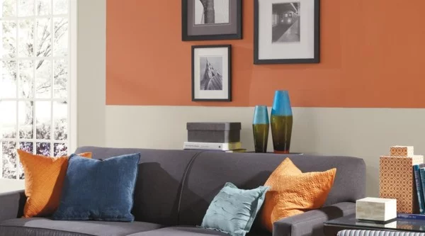 orange wandfarben ideen wohnzimmer