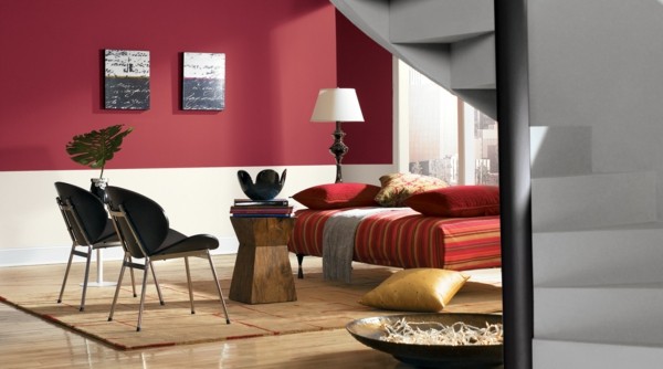 wandfarben ideen wohnzimmer rot