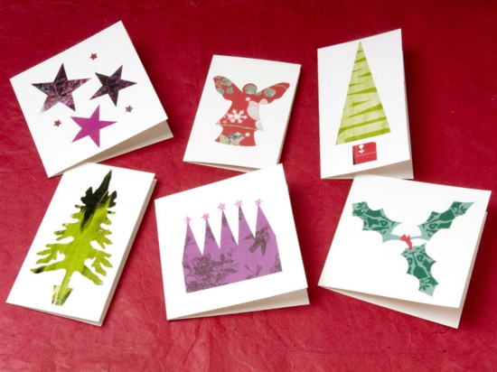 weihnachtskarten basteln mit kindern geschenkpapier vorlagen