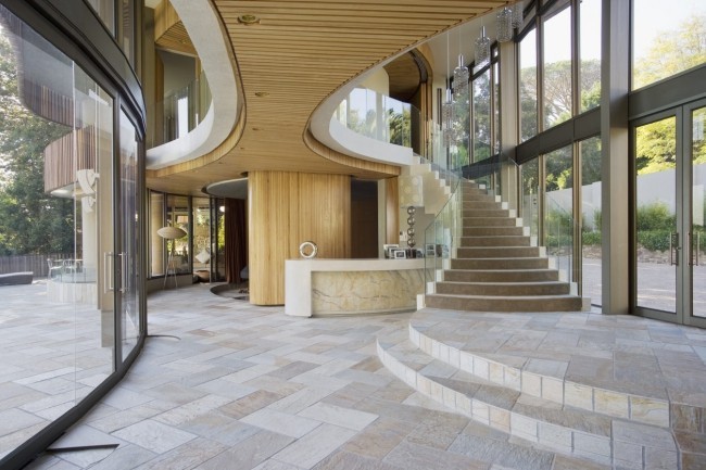 Staircase and entryway of modern home
