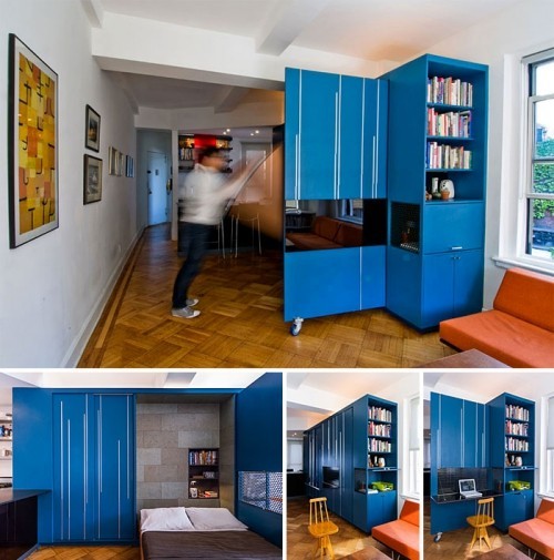 blaue inneneinrichtung einzimmerwohnung einrichten