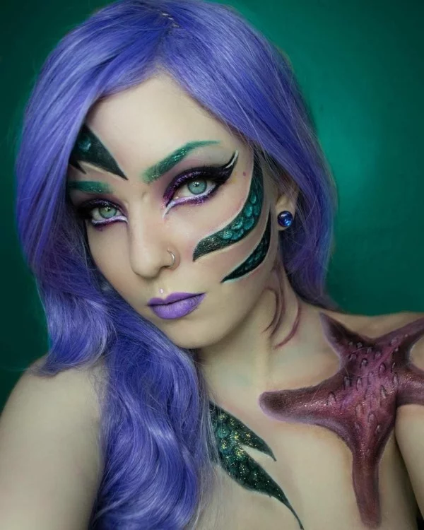 meerjungfrau schminken kunstvolle ideen zum karneval