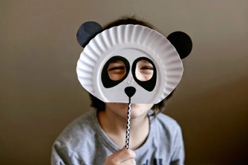 papier maske basteln mit kindern zu fasching