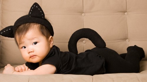 schwarze katze baby karneval kostüm