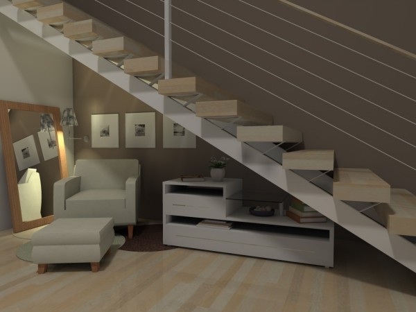 Treppenhaus weiße Möbeleinheiten