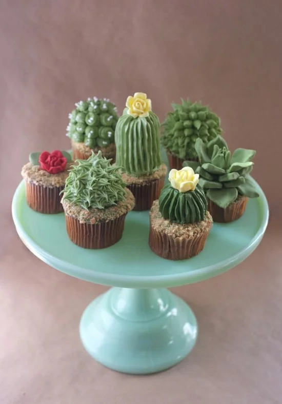 cupcakes ideen kaktus deko