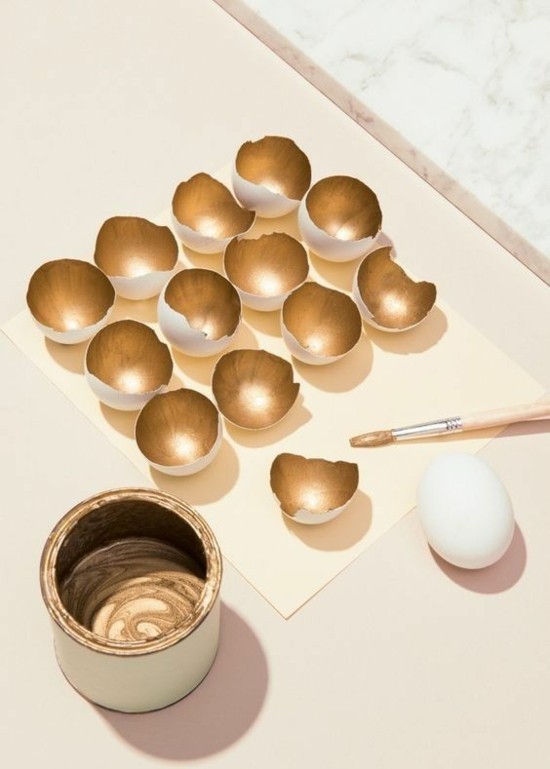 goldene eierschalen tischdeko selber machen