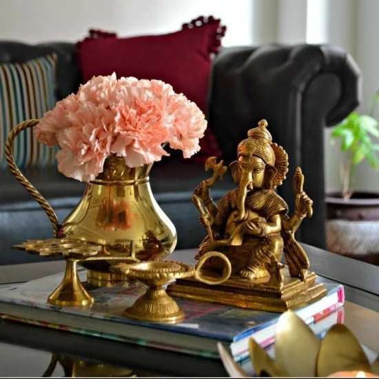 kleine ganesha figur vase messing einrichtungsideen indisch