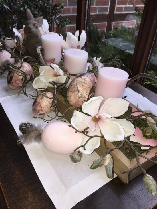 decoupage ostereier magnolie fensterbank deko