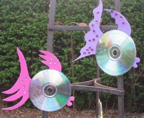 DIY Gartendeko - Fische aus alten CDs