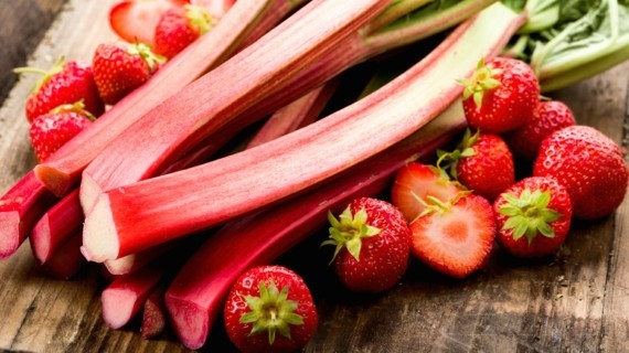 Rhubarb and strawberries