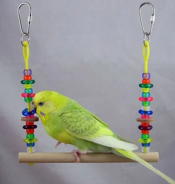 Vogelspielzeug für Wellensittich Schaukel mit Glasperlen verziert