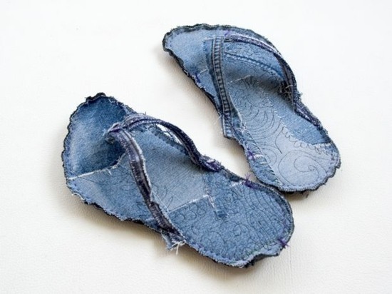 hausschuhe flip flops jeans upcycling ideen