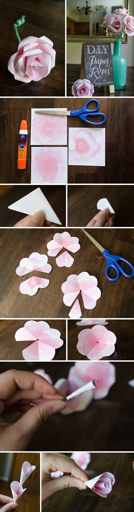 hochzeitsdeko selber machen rosen basteln aus papier