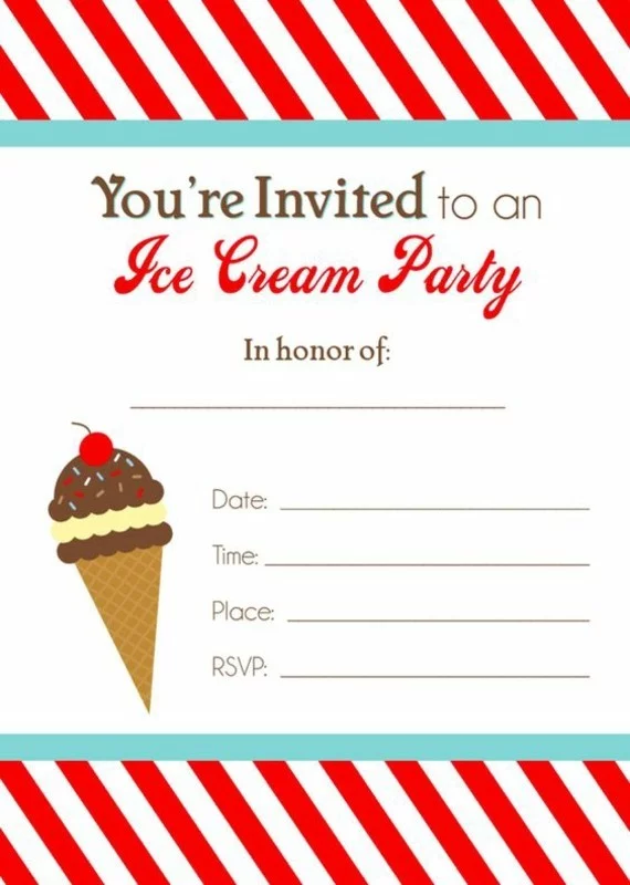 kreative Einladungskarten selbst gestalten Eis Party organisieren lustiges DIY Design 