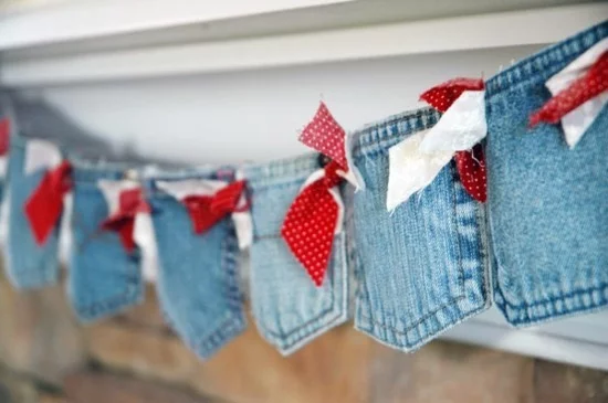 DIY Weihnachtsdeko - Girlande basteln aus alten Jeans