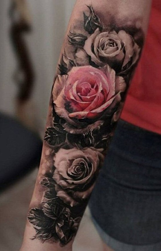 3d rosen sleeve tattoo ideen