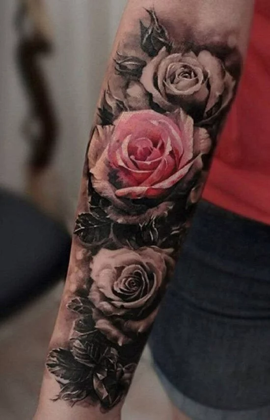3D Rosen Sleeve Tattoo 