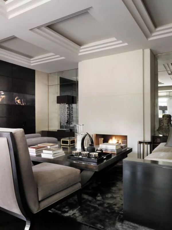 Maskulin und elegant modernes Wohnzimmer bevorzugte Farbpalette grau