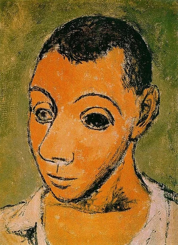 Pablo Picassos Selbstporträt 1906 24 jahre alt und erste avangardische Zeichen 