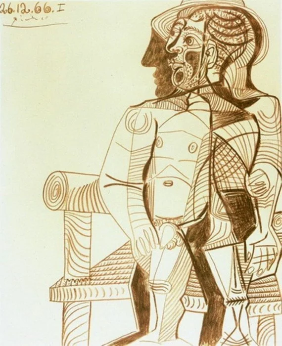 Pablo Picassos Selbstbildnis aus dem Jahr 1966 im Stil Surrealismus