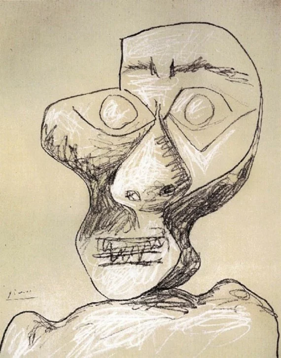 Picassos Selbstporträt 1972 02 Juli im Stil Kubismus und Surrealismus 