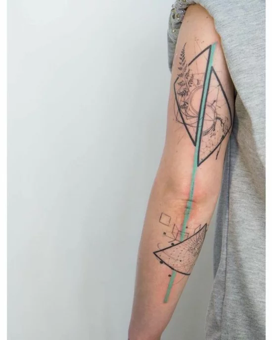 Sleeve Tattoo Ideen - geometrische Formen in minimalistischem Stil 