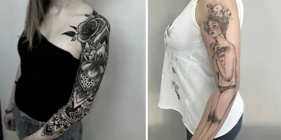 originelle Sleeve Tattoo Ideen für Frauen