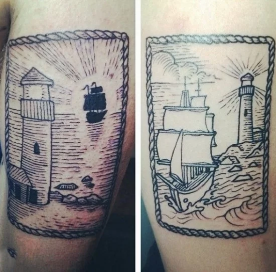 170 kreative Geschwister Tattoo Ideen und Inspirationen bruder idee schiff leuchtturm