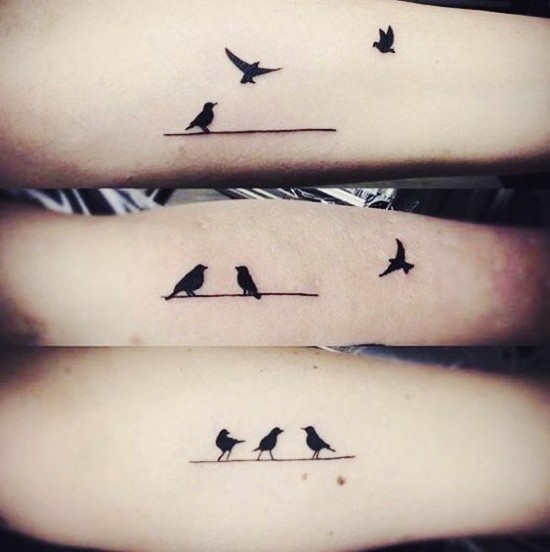 170 kreative Geschwister Tattoo Ideen und Inspirationen drei vögel drillinge