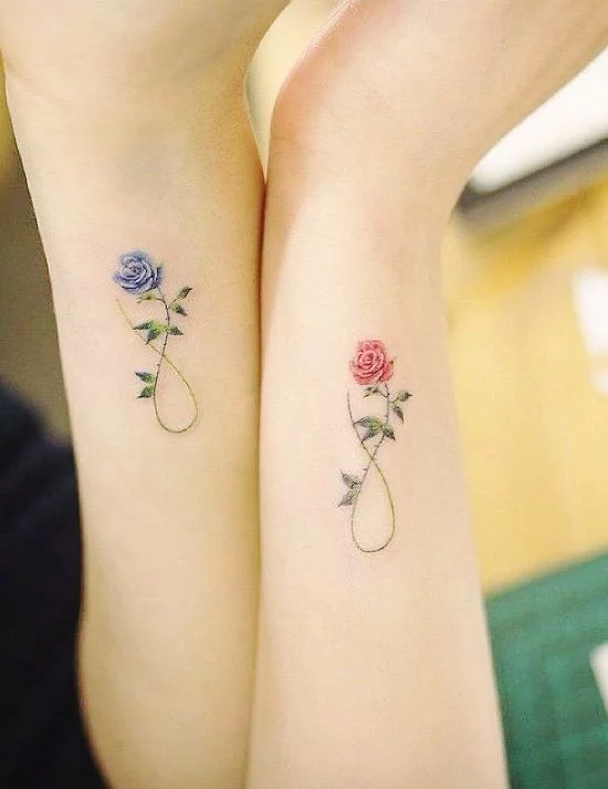 170 kreative Geschwister Tattoo Ideen und Inspirationen endlosigkeit symbol mit rose
