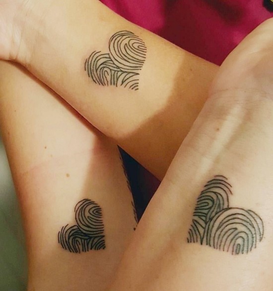 170 kreative Geschwister Tattoo Ideen und Inspirationen fingerabdruck herzen drei