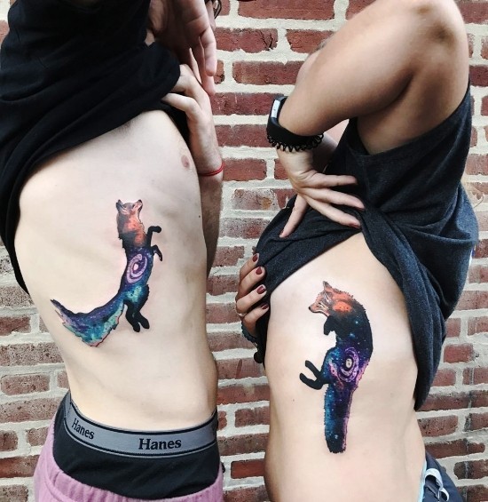 170 kreative Geschwister Tattoo Ideen und Inspirationen fuchs sprung galaktisch