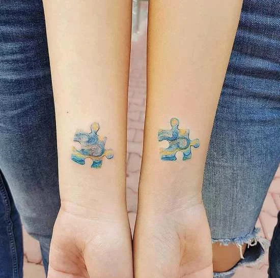 170 kreative Geschwister Tattoo Ideen und Inspirationen gemälde puzzle stücke