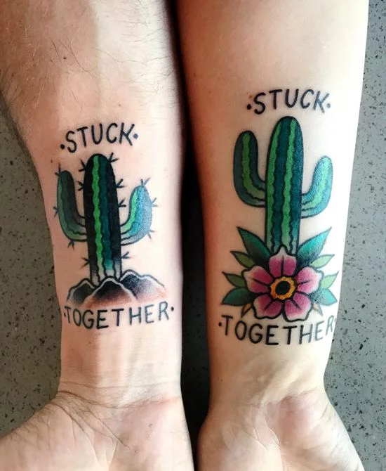 170 kreative Geschwister Tattoo Ideen und Inspirationen kakteen stuck together