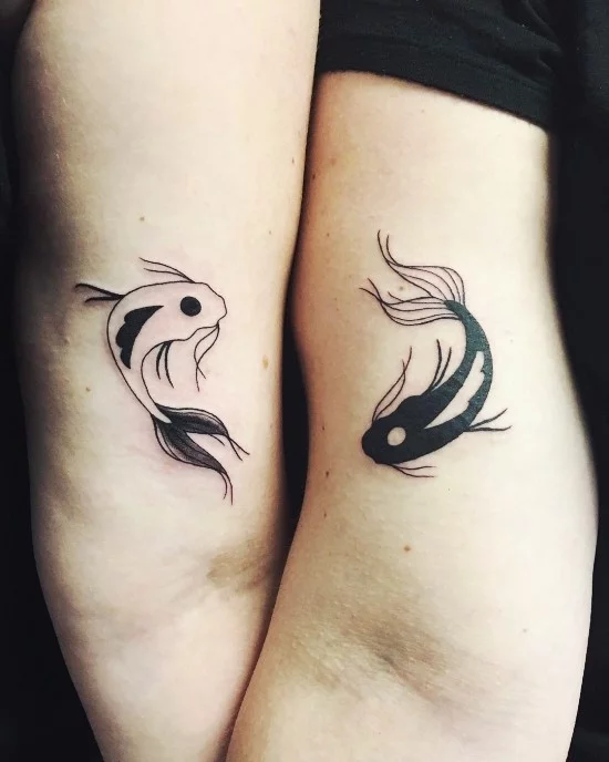 170 kreative Geschwister Tattoo Ideen und Inspirationen koi fische yin und yang