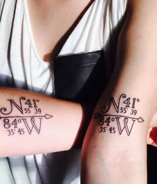 170 kreative Geschwister Tattoo Ideen und Inspirationen koordinaten zum haus in dem sie aufgewachsen haben