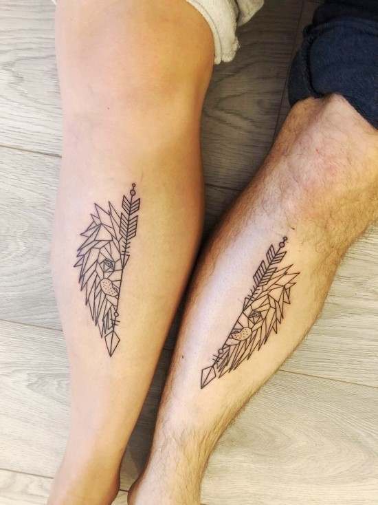 170 kreative Geschwister Tattoo Ideen und Inspirationen löwe pfeil hälften