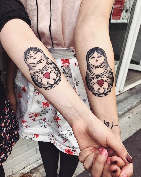 170 kreative Geschwister Tattoo Ideen und Inspirationen matrjoshka puppen russisch