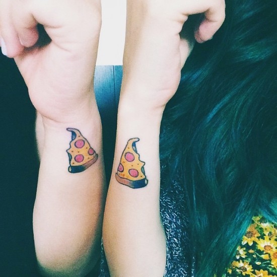 170 kreative Geschwister Tattoo Ideen und Inspirationen pizza stücke lustig witzig