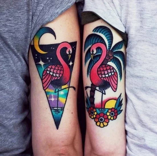 170 kreative Geschwister Tattoo Ideen und Inspirationen schwester sonne mond flamingo