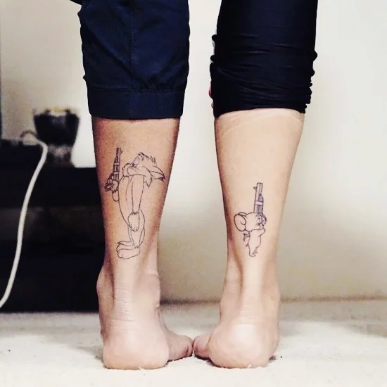 170 kreative Geschwister Tattoo Ideen und Inspirationen tom und jerry hass liebe