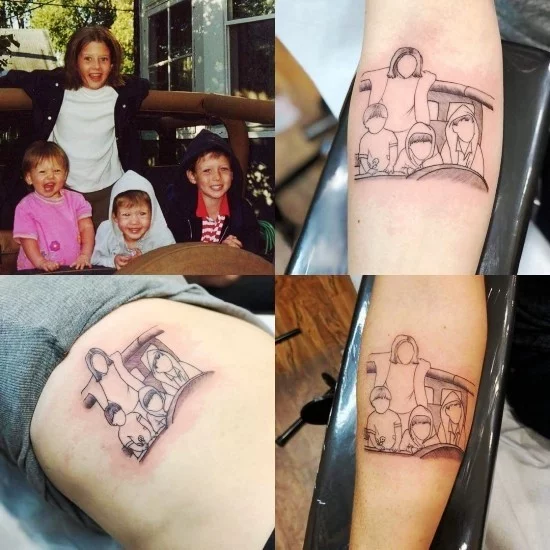 170 kreative Geschwister Tattoo Ideen und Inspirationen vier kinder foto abstrakt modern
