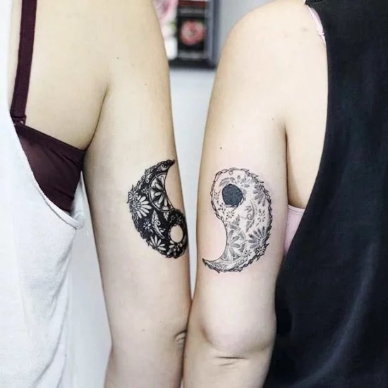 170 kreative Geschwister Tattoo Ideen und Inspirationen yin und yang abstrakt geometrisch mandala