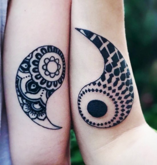 170 kreative Geschwister Tattoo Ideen und Inspirationen yin und yang mandala