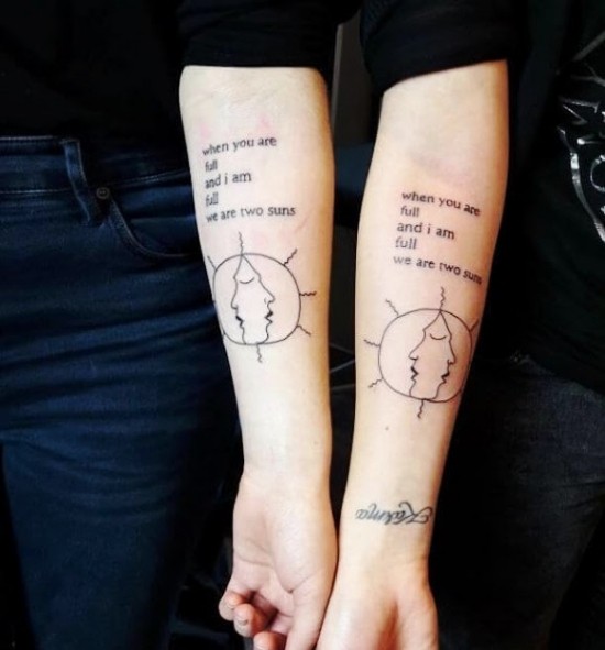 170 kreative Geschwister Tattoo Ideen und Inspirationen zwei sonnen schwester idee