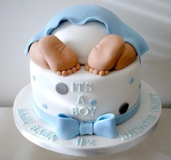 Es wird ein Junge! Niedliche Deko für Babytorte selber machen die Baby Shower Party veranstalten