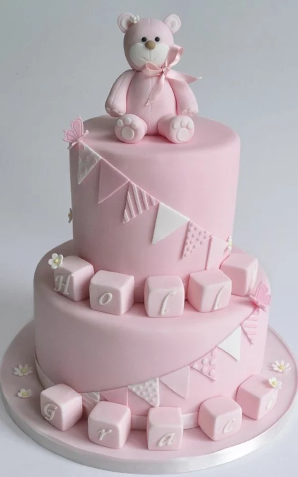 Babytorte selber machen Baby Shower Party organisiseren Torte in rosa für Mädchen