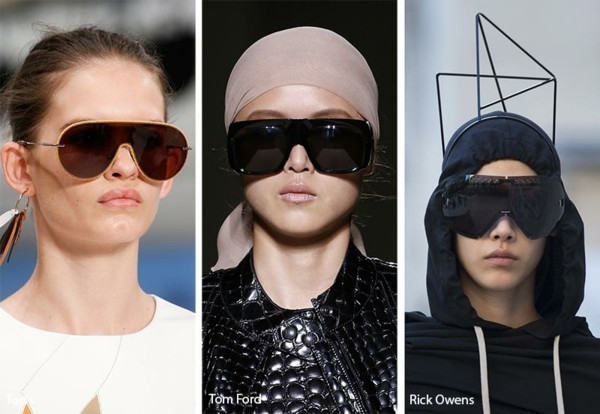 Designer Sonnenbrillen Trends Frühling Sommer 2019 Shield Sonnenbrillen dunkle Gläser